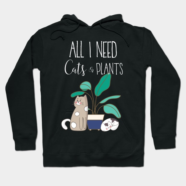 Cats and Plants Hoodie by MedleyDesigns67